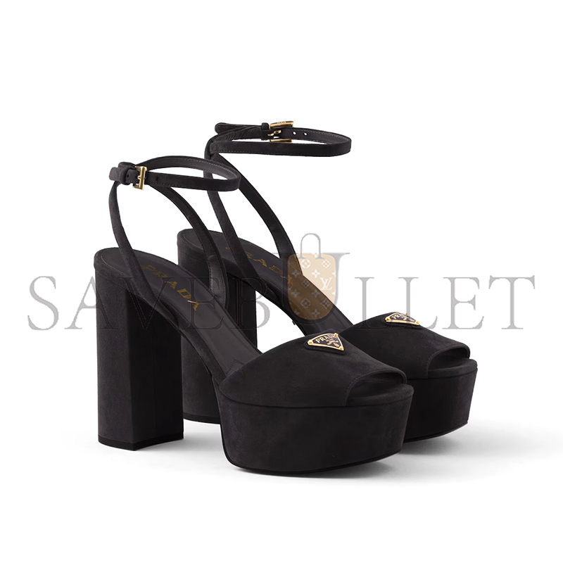 PRADA SUEDE PLATFORM SANDALS 1XP48B